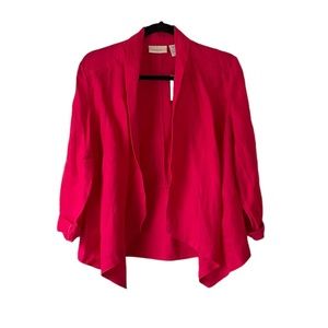 NWT Chico’s hot pink linen flyaway Francesca open front jacket size 0/small